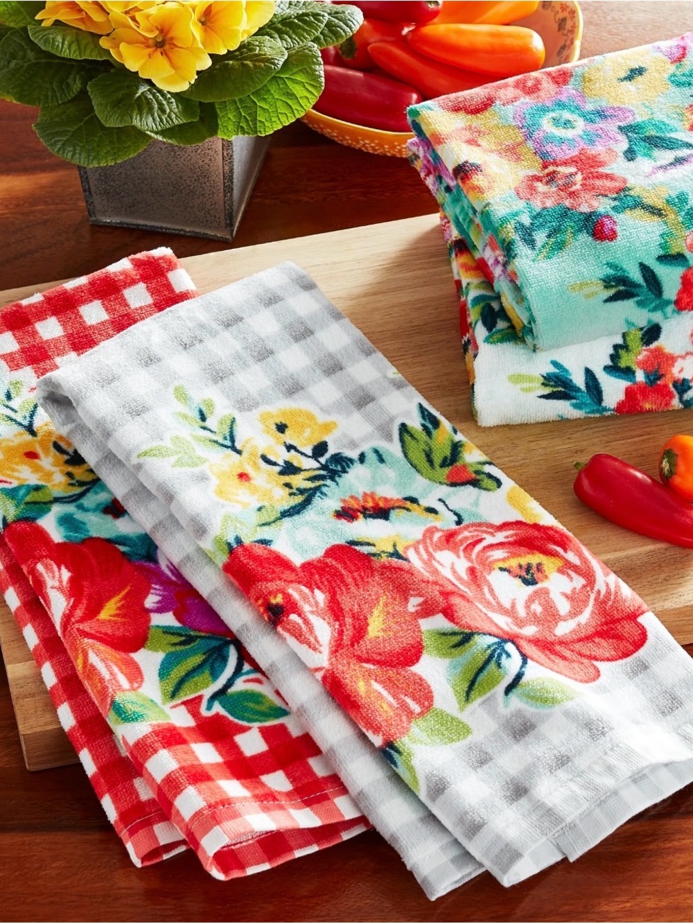 The Pioneer WomanSweet Romance  Floral Gingham Kitchen Towels - Set